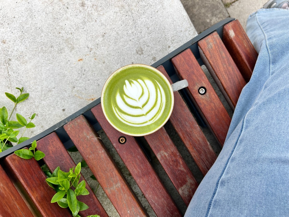 Latte with rosetta art